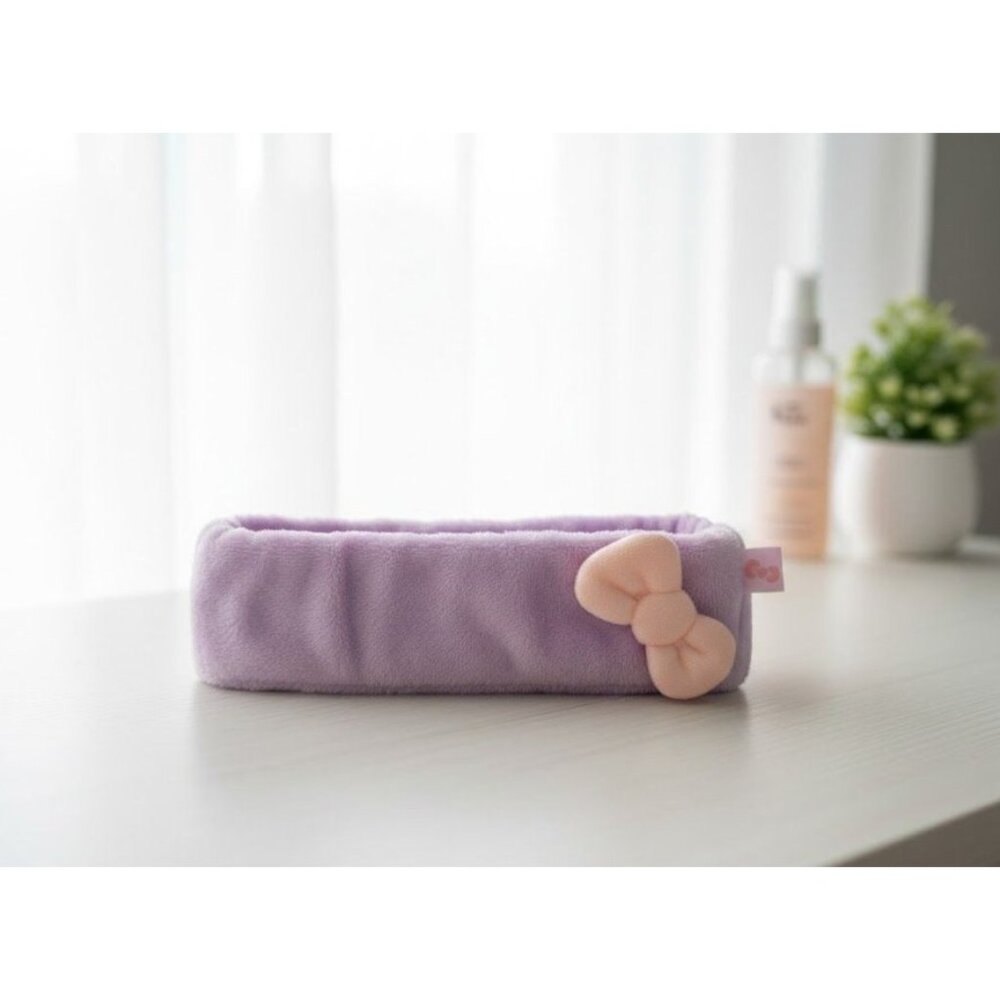 The Crème Shop x Hello Kitty Plush Spa Headband - Macaron Lilac Purple - 3D Bow